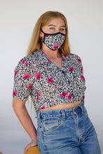 Load image into Gallery viewer, Reworked Vintage Top and Mask Ensemble - Vintage blouse cropped - “Pushed To The Pink”