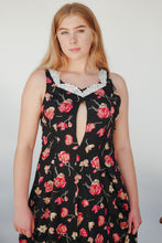 Load image into Gallery viewer, Transformed 1980’s dress - modified + reworked vintage fashion - “Your Floral Compass&quot;