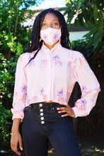 Load image into Gallery viewer, Top + Mask Ensemble - Transformed Top, Cropped and Upcycled - Zero Waste Fashion - Size XS
