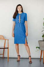Load image into Gallery viewer, Transformed Vintage 1960’s dress - modified + upcycled fashion - “Give The Devil Her Blue&quot;