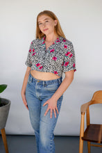 Load image into Gallery viewer, Reworked Vintage Top and Mask Ensemble - Vintage blouse cropped - “Pushed To The Pink”