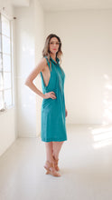 Load image into Gallery viewer, Transformed Vintage Dress - Modified and Upcycled - Zero Waste Fashion - &quot;Teals on Wheels&quot;