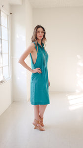 Transformed Vintage Dress - Modified and Upcycled - Zero Waste Fashion - "Teals on Wheels"