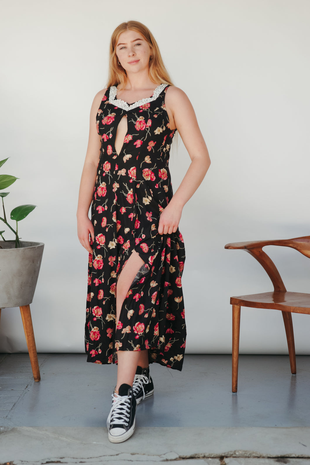 Transformed 1980’s dress - modified + reworked vintage fashion - “Your Floral Compass