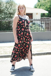 Transformed 1980’s dress - modified + reworked vintage fashion - “Your Floral Compass"