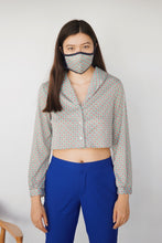 Load image into Gallery viewer, Top + Mask Ensemble - Transformed Top, Cropped and Upcycled - Zero Waste Fashion - Size Medium