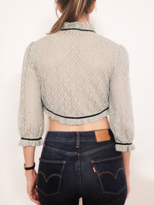 Transformed Vintage Top - Cropped Delicate Lace Blouse - Size XS
