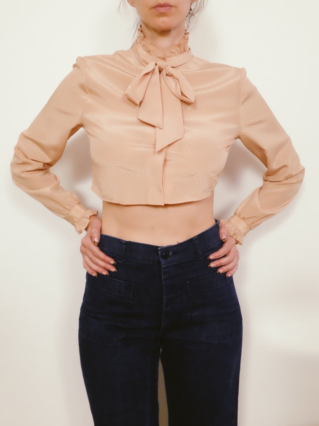 Transformed Vintage Top - Cropped and Opened Back - Size Medium