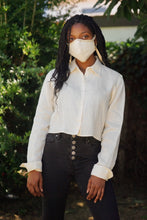Load image into Gallery viewer, Upcycled Vintage Linen Shirt and Mask Ensemble - Modified Vintage - Size Small