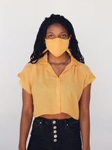Load image into Gallery viewer, Top + Mask Ensemble - Transformed Top, Cropped and Upcycled - Zero Waste Fashion - Size Small