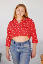 Load image into Gallery viewer, Upcycled Vintage Top - Vintage blouse cropped and open back - Size Large