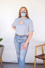 Load image into Gallery viewer, Top + Mask Ensemble - Transformed Top, Cropped and Upcycled - Size Large